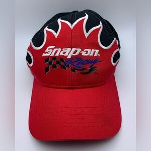 Snap-On Racing Strapback Hat Red Flames Officially Licensed Black Baseball Cap